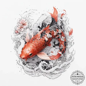 Tattoo design a pair of pisces fish, swimming... - эскиз тату (№1754034136_0, 01.08.2025 07:42) — tattoo-photo.ru