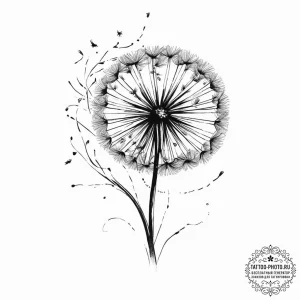 Dandelion seeds blowing in the wind (is there... - эскиз тату (№1754035922_0, 01.08.2025 08:12) — tattoo-photo.ru