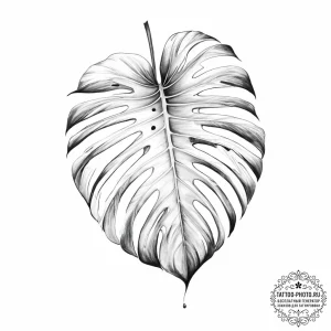 A monstera leaf - эскиз тату (№1754037313_0, 01.08.2025 08:35) — tattoo-photo.ru