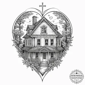 Tattoo design a house outline with a specific... - эскиз тату (№1754037905_0, 01.08.2025 08:45) — tattoo-photo.ru
