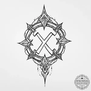 104. tattoo design: a minimalist "opora" rune... - эскиз тату (№1754040293_0, 01.08.2025 09:24) — tattoo-photo.ru