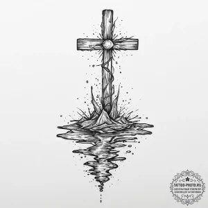 A shot of a person's reflection in a puddle a... - эскиз тату (№1754041116_0, 01.08.2025 09:38) — tattoo-photo.ru