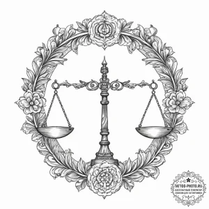 Tattoo sketch libra's scales, intricately det... - эскиз тату (№1754043152_0, 01.08.2025 10:12) — tattoo-photo.ru