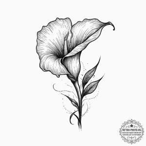 Tattoo sketch a single, elegant calla lily, s... - эскиз тату (№1754045017_0, 01.08.2025 10:43) — tattoo-photo.ru