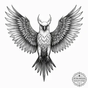 Harpy, concept art for tattoo, blackwork tatt... - эскиз тату (№1754045821_0, 01.08.2025 10:57) — tattoo-photo.ru