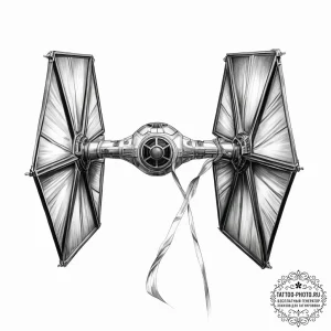 A tie fighter - эскиз тату (№1754046028_0, 01.08.2025 11:00) — tattoo-photo.ru