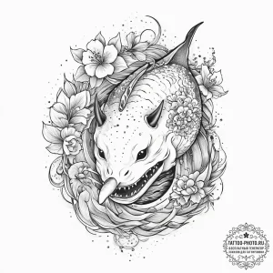 Narwhal, concept art for tattoo, muted color... - эскиз тату (№1754046616_0, 01.08.2025 11:10) — tattoo-photo.ru