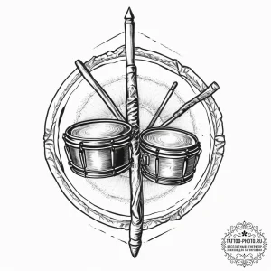 Tattoo sketch a simple drum stick on one, a c... - эскиз тату (№1754048454_0, 01.08.2025 11:40) — tattoo-photo.ru