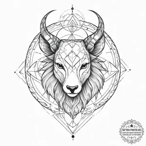 Tattoo sketch a neo-traditional zodiac animal... - эскиз тату (№1754048868_0, 01.08.2025 11:47) — tattoo-photo.ru