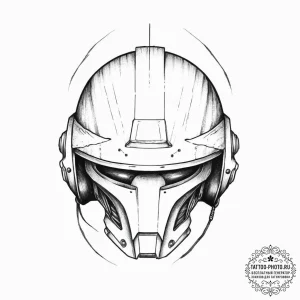 Tattoo design a combat helmet with a single,... - эскиз тату (№1754049267_0, 01.08.2025 11:54) — tattoo-photo.ru