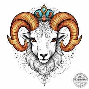 Tattoo sketch an aries ram's head with a smal... - эскиз тату (№1754049463_0, 01.08.2025 11:57) — tattoo-photo.ru