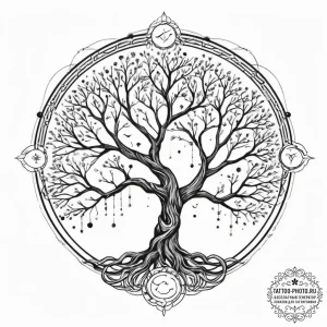 Tattoo sketch a stylized tree where the branc... - эскиз тату (№1754050449_0, 01.08.2025 12:14) — tattoo-photo.ru