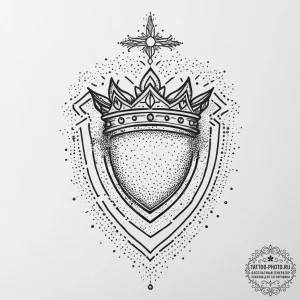 Tattoo sketch a shield with a crown on top.,... - эскиз тату (№1754050658_0, 01.08.2025 12:17) — tattoo-photo.ru