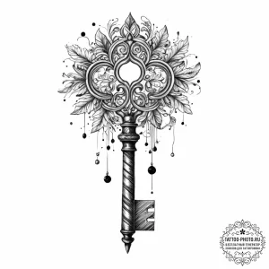 Tattoo sketch a vintage key with intricate de... - эскиз тату (№1754052074_0, 01.08.2025 12:41) — tattoo-photo.ru