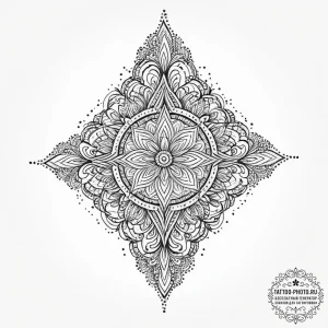 Tattoo design a minimalist 'quest' icon linew... - эскиз тату (№1754053287_0, 01.08.2025 13:01) — tattoo-photo.ru