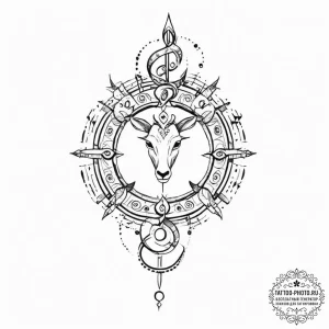 Tattoo design a zodiac animal with a subtle m... - эскиз тату (№1754053693_0, 01.08.2025 13:08) — tattoo-photo.ru