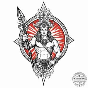 Tattoo design: a dynamic depiction of dazhbog... - эскиз тату (№1754054696_0, 01.08.2025 13:24) — tattoo-photo.ru