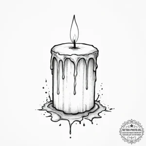 A lit candle dripping wax - эскиз тату (№1754055102_0, 01.08.2025 13:31) — tattoo-photo.ru