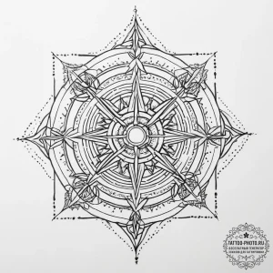 A geometric tattoo combining the kolovrat and... - эскиз тату (№1754055908_0, 01.08.2025 13:45) — tattoo-photo.ru