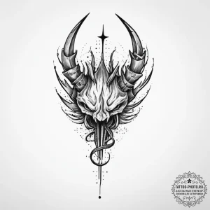 Tattoo sketch a mythological creature's power... - эскиз тату (№1754056111_0, 01.08.2025 13:48) — tattoo-photo.ru