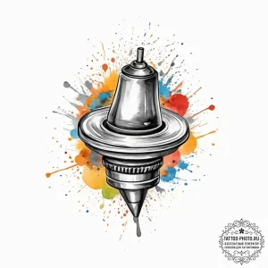 A spinning top, ink illustration for tattoo,... - эскиз тату (№1754057147_0, 01.08.2025 14:05) — tattoo-photo.ru