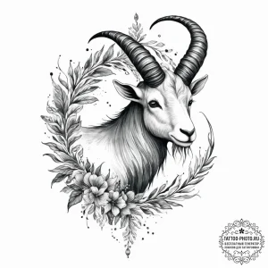 Tattoo design a capricorn goat-fish, half ear... - эскиз тату (№1754058973_0, 01.08.2025 14:36) — tattoo-photo.ru