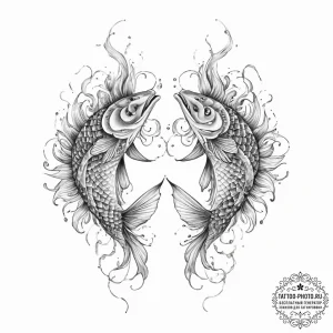 Tattoo design pisces fish, one made of glass,... - эскиз тату (№1754059573_0, 01.08.2025 14:46) — tattoo-photo.ru