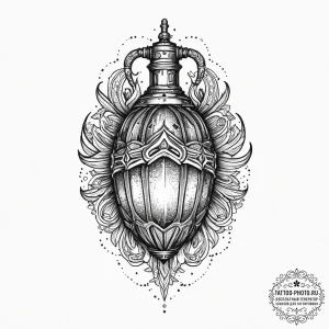 Tattoo sketch a futuristic grenade with glowi... - эскиз тату (№1754059790_0, 01.08.2025 14:49) — tattoo-photo.ru