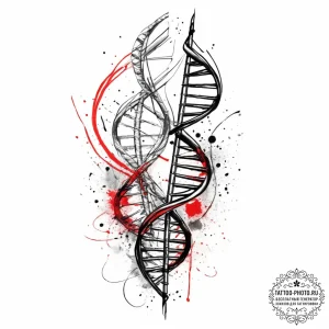 Dna helix, artistic tattoo sketch, on a clean... - эскиз тату (№1754060394_0, 01.08.2025 14:59) — tattoo-photo.ru