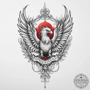 Tattoo sketch a 'phoenix' rising from a famil... - эскиз тату (№1754060994_0, 01.08.2025 15:09) — tattoo-photo.ru