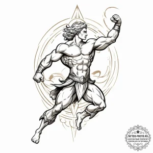 Tattoo design a powerful mythological hero (e... - эскиз тату (№1754061193_0, 01.08.2025 15:13) — tattoo-photo.ru