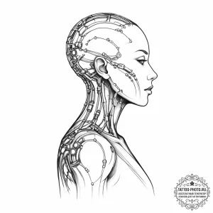 Tattoo design a human silhouette with glowing... - эскиз тату (№1754061390_0, 01.08.2025 15:16) — tattoo-photo.ru