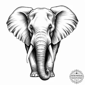 Tattoo design a powerful elephant, tusks out,... - эскиз тату (№1754063201_0, 01.08.2025 15:46) — tattoo-photo.ru