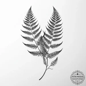 Tattoo design a single fern leaf, symbolizing... - эскиз тату (№1754064633_0, 01.08.2025 16:10) — tattoo-photo.ru
