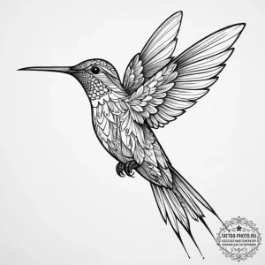 Tattoo design a subtle hummingbird, its wings... - эскиз тату (№1754065241_0, 01.08.2025 16:20) — tattoo-photo.ru