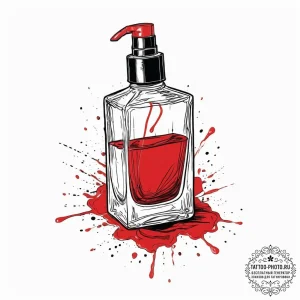 A spilled bottle of red nail polish on a whit... - эскиз тату (№1754066269_0, 01.08.2025 16:37) — tattoo-photo.ru