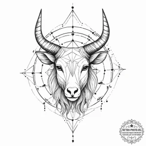 Tattoo design a zodiac animal with a combinat... - эскиз тату (№1754068096_0, 01.08.2025 17:08) — tattoo-photo.ru