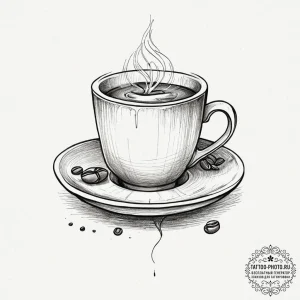 Tattoo sketch a 'coffee cup' on one, a 'coffe... - эскиз тату (№1754068697_0, 01.08.2025 17:18) — tattoo-photo.ru