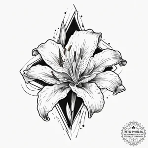 Lily, tattoo line art, clean lines, crisp out... - эскиз тату (№1754069714_0, 01.08.2025 17:35) — tattoo-photo.ru