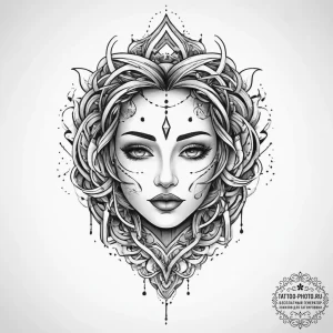 Tattoo design abstract lines forming a powerf... - эскиз тату (№1754070921_0, 01.08.2025 17:55) — tattoo-photo.ru