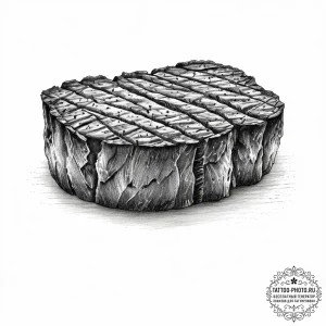 A perfectly grilled steak, sliced to show the... - эскиз тату (№1754071127_0, 01.08.2025 17:58) — tattoo-photo.ru