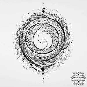 Tattoo design a 'cosmic swirl' on one, its co... - эскиз тату (№1754071334_0, 01.08.2025 18:02) — tattoo-photo.ru