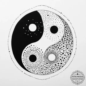 Tattoo sketch a yin and yang symbol with each... - эскиз тату (№1754072342_0, 01.08.2025 18:19) — tattoo-photo.ru