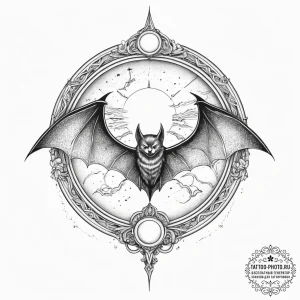 The bat-signal in the sky, ink illustration f... - эскиз тату (№1754072941_0, 01.08.2025 18:29) — tattoo-photo.ru