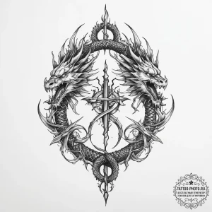 A powerful blackwork tattoo of the zmei goryn... - эскиз тату (№1754073140_0, 01.08.2025 18:32) — tattoo-photo.ru