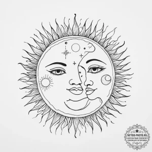 Sun and moon - эскиз тату (№1754073747_0, 01.08.2025 18:42) — tattoo-photo.ru