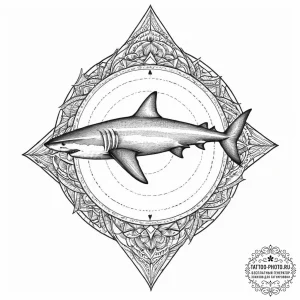 Tattoo design a shark, cutting through water,... - эскиз тату (№1754075581_0, 01.08.2025 19:13) — tattoo-photo.ru
