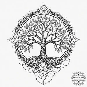 Tattoo sketch a blackwork tree of life with t... - эскиз тату (№1754076184_0, 01.08.2025 19:23) — tattoo-photo.ru