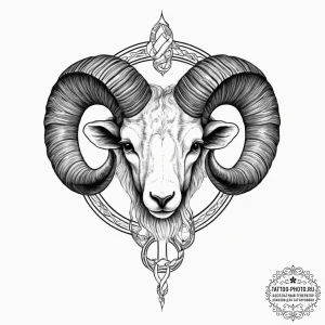 Tattoo sketch an aries ram's horn subtly curv... - эскиз тату (№1754076392_0, 01.08.2025 19:26) — tattoo-photo.ru