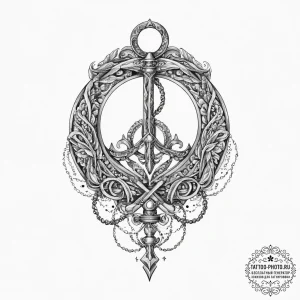 Tattoo sketch a key that also forms an infini... - эскиз тату (№1754076990_0, 01.08.2025 19:36) — tattoo-photo.ru